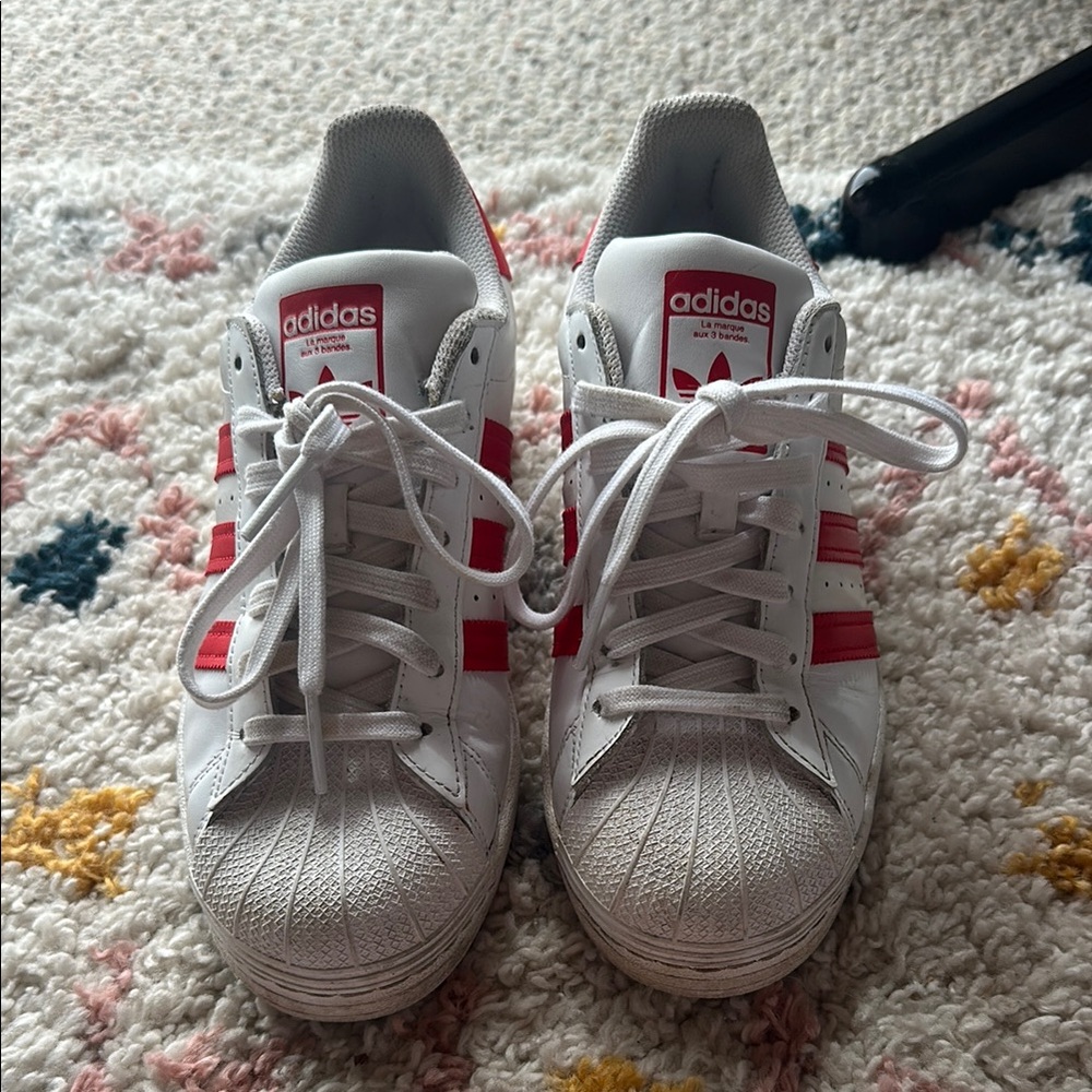 Adidas  shell toes White and Red Sneakers